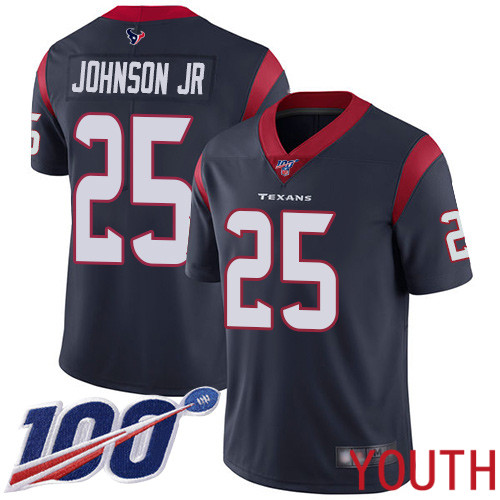 Houston Texans Limited Navy Blue Youth Duke Johnson Jr Home Jersey NFL Football #25 100th Season Vapor Untouchable